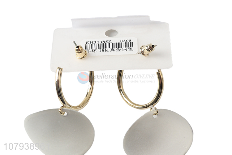 Wholesale cheap price delicate women stud earrings with white pendant