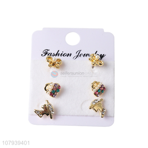 New design metal mini stud earrings set for lady jewelry