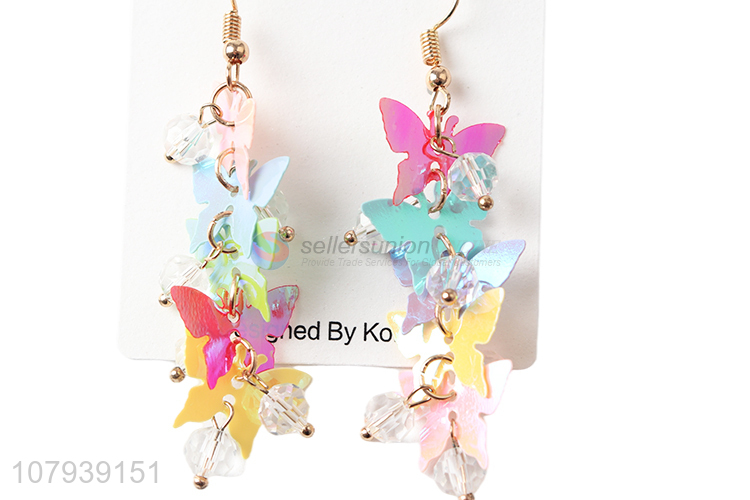 Popular products colourful butterfly shape pendant stud earrings