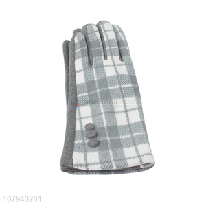 China manufacturer women winter gloves check pattern driving cycling gloves