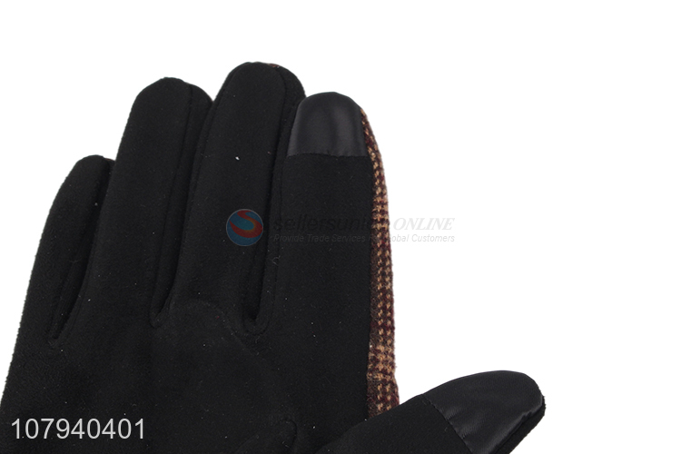 New arrival ladies winter gloves checked outdoor car driving gloves