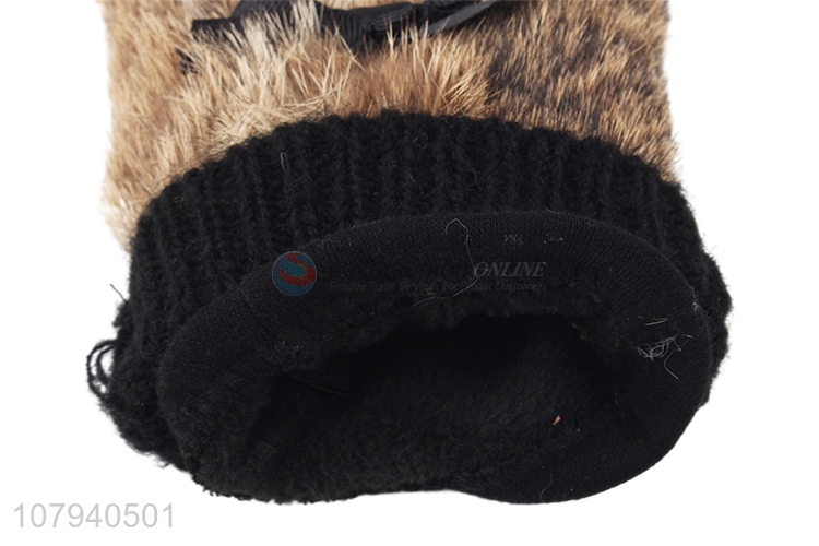 Wholesale ladies winter gloves real fur cycling gloves with high quality