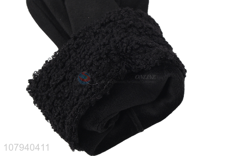 Online wholesale men winter thickened thermal windproof teddy fleece gloves