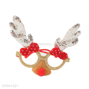 Hot Sale Fashion Sequins Antlers Glasses For Christmas And Party