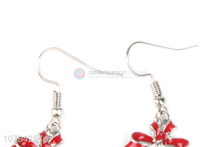 Good Quality Christmas Wreath Pendant Earring Ladies Hook Earring