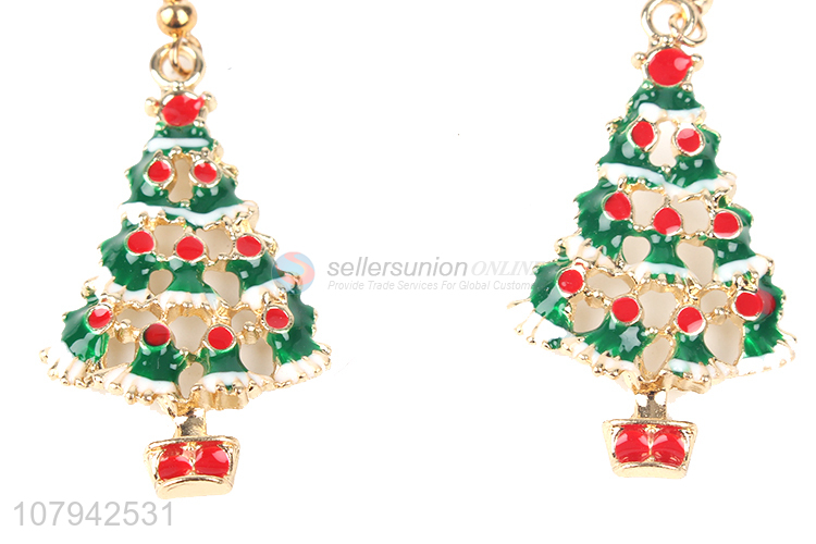 Delicate Design Christmas Tree Pendant Earring Ladies Jewelry