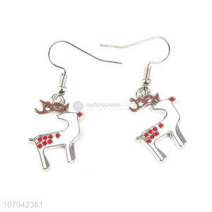 Fashion Design Christmas Deer Shape Pendant Earring For Women