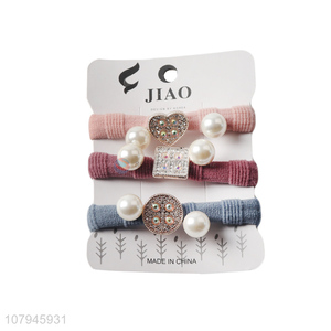 Factory direct sale multicolor temperament pearl hair ring for ladies