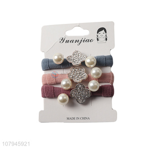 Hot selling multi-color pearl temperament hair band ladies hair ring