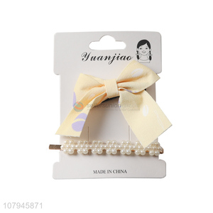 Best Selling Yellow Pearl Hair Clips Ladies Hair Accessories Set