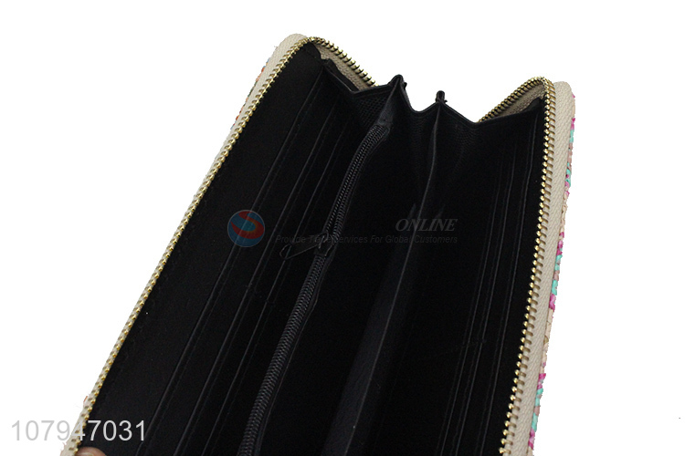 New design colourful pvc long style women zipper wallet