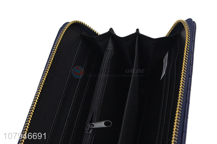 Online wholesale durable fashion lady long wallet with zipper