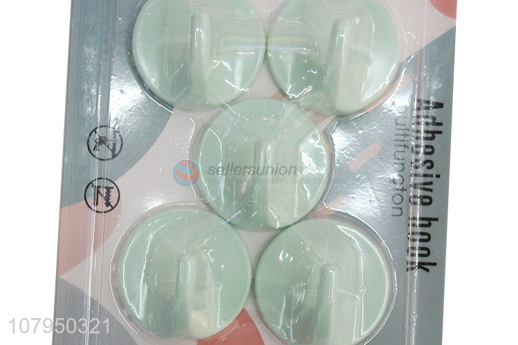 Good quality green round plastic combined sticky hook set 5 pcs