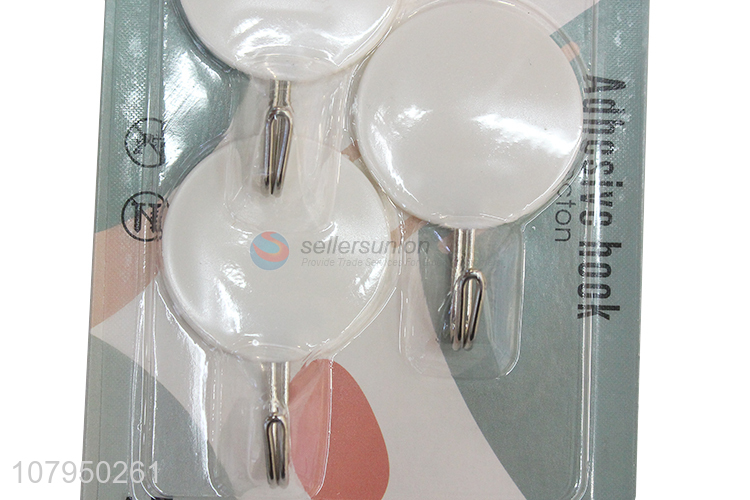 High quality white round plastic small decorative hooks 4pcs