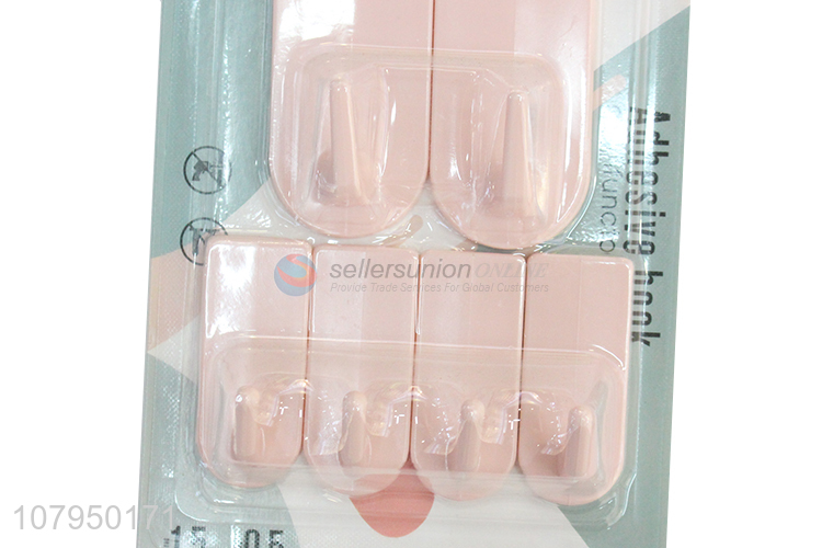 Factory direct sale pink plastic combination sticking hooks set 6pcs