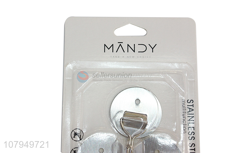 Factory direct sale silver round stainless steel small sticky hook 3pcs