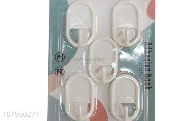 Yiwu wholesale white oval plastic small hooks home decoration sticky hook