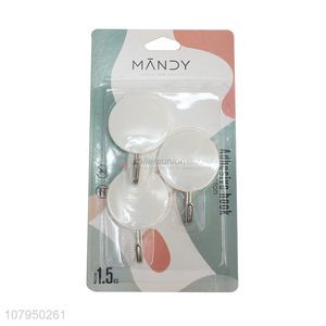 High quality white round plastic small decorative hooks 4pcs