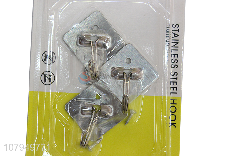 Factory price geometry small simple stainless steel sticky hooks 3 pcs