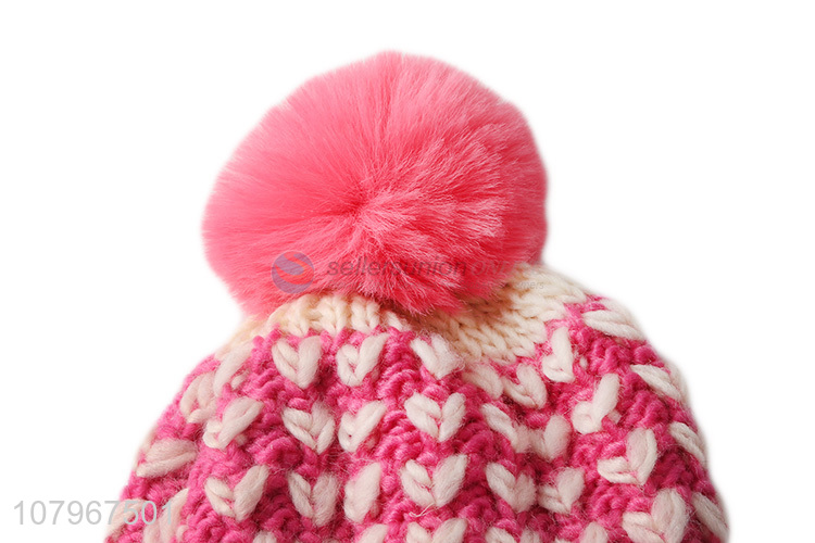 Hot sale fashion kids winter beanie children autumn hat with pom pom