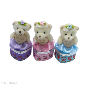 Best selling cute stuffed bear jewelry box jewelry case ring holder