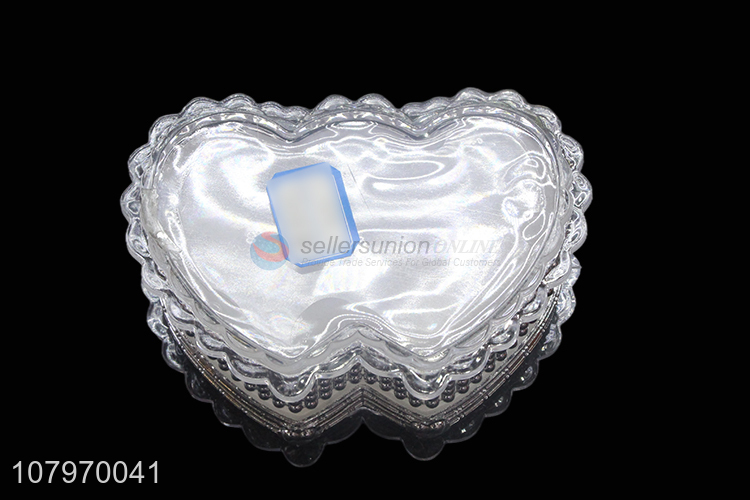 Yiwu market fashion double-heart shaped plastic jewelry box trinket case