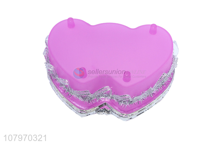 Low price heart shape plastic jewelry case box with butterfly lid