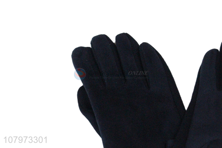 High quality navy blue thick gloves ladies windproof warm gloves