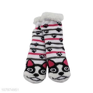 New arrival women warm knitted floor socks cartoon thick crew socks