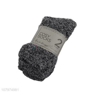 Good quality 2 pairs ladies comfortable thermal crew socks for winter