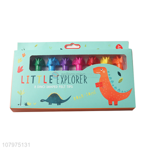 New Design 8 Pieces Dinosaurs Shape Felt-Tips Fluorescent Pen Set