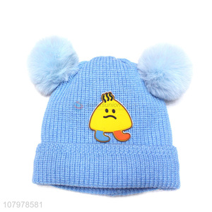 Low price kids winter hat children warm soft pom pom beanie for toddler