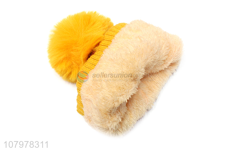 Hot selling kids fleece lined slouchy beanie winter warm knitted hat