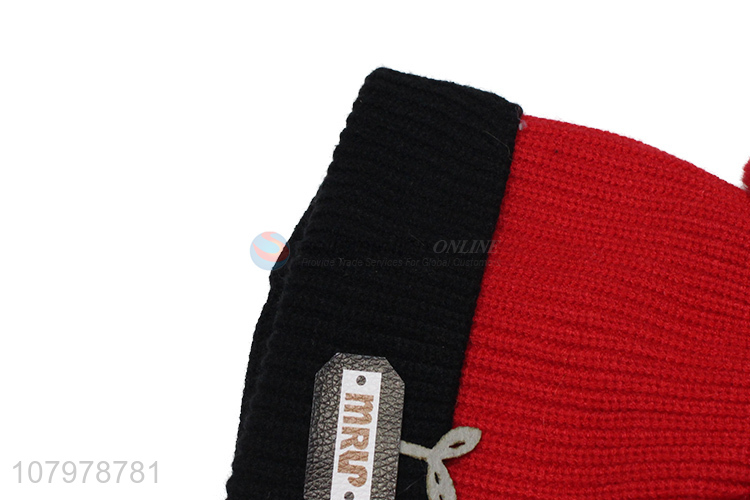 Online wholesale children winter thick beanies soft knitted ski skull cap