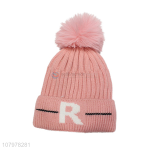 Factory supply children winter skull cap knitted fleece lined beanies