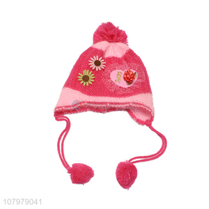 China supplier kids winter hat children thickened pom pom earmuffs hat