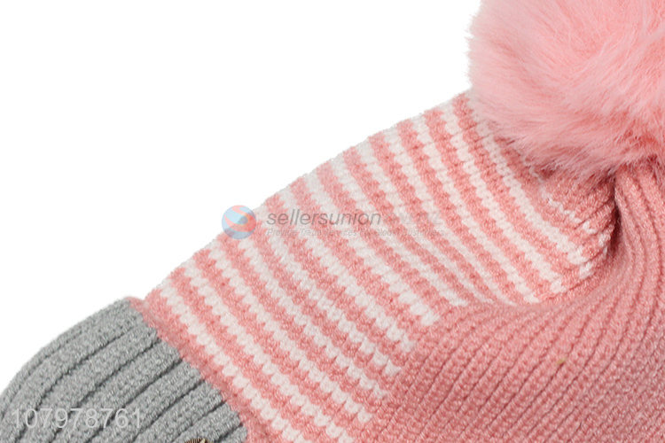 New arrival children winter jacquard fleece lined beanies for boys girls