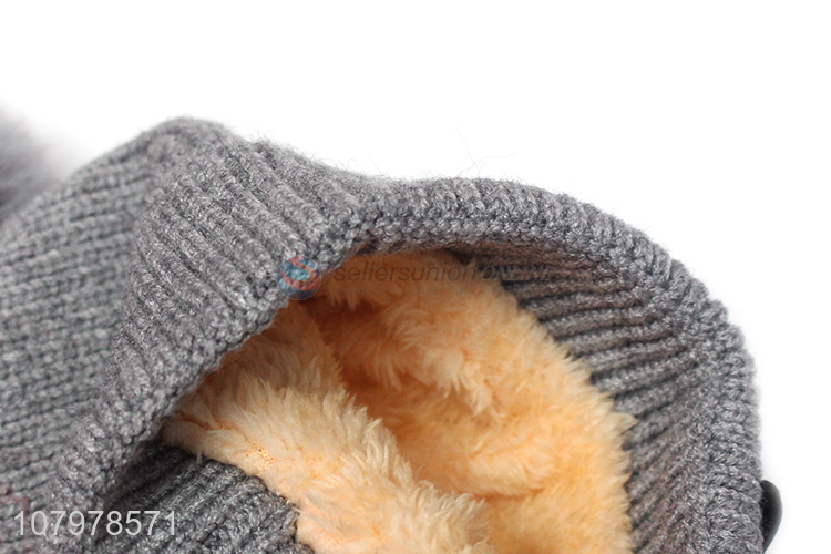 New arrival children winter cartoon animal cap knitted fleece lined beanies