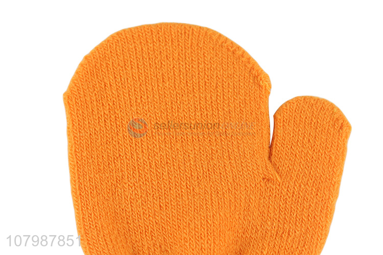 Factory direct sale orange knitted gloves children outdoor gloves