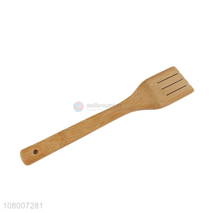 Hot selling bamboo long handle household kitchen utensils slotted spatula