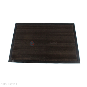 New arrival brown PVC cut pile horizontal strip floor mat for household