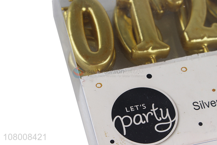 Low price metallic number candles gold digital candles for party decor