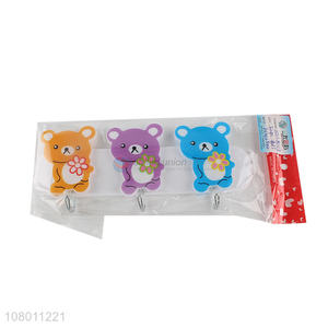 Top quality multicolor cartoon bear hook household plastic sticky hook