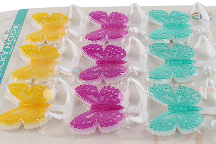 New style multicolor 3D butterfly storage sticky hook set