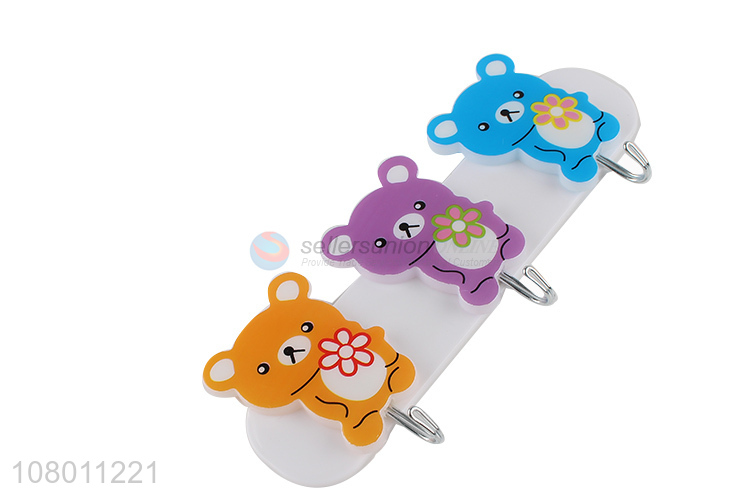 Top quality multicolor cartoon bear hook household plastic sticky hook