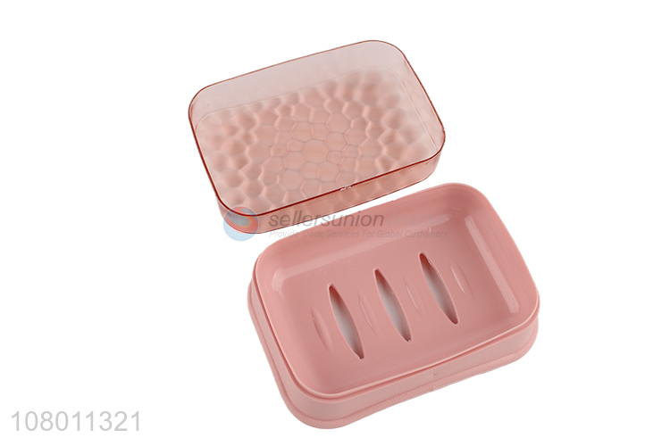 Top quality simple plastic soap box bathroom drain soapbox set