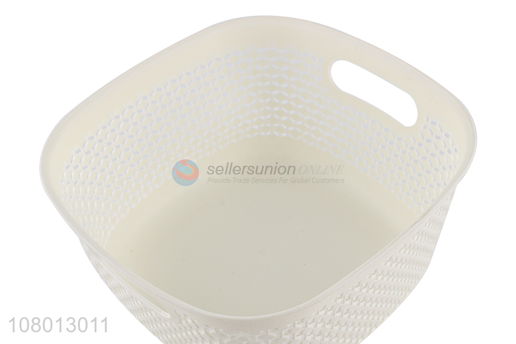 Hot selling white plastic portable storage basket with lid