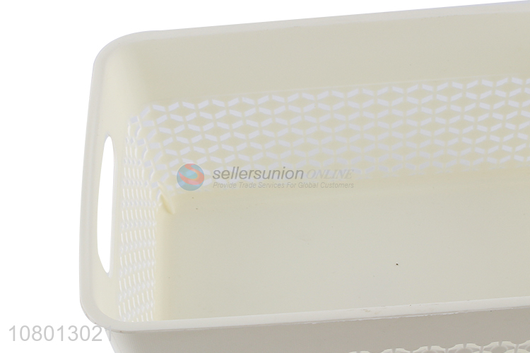 Wholesale white plastic rectangular storage basket with lid