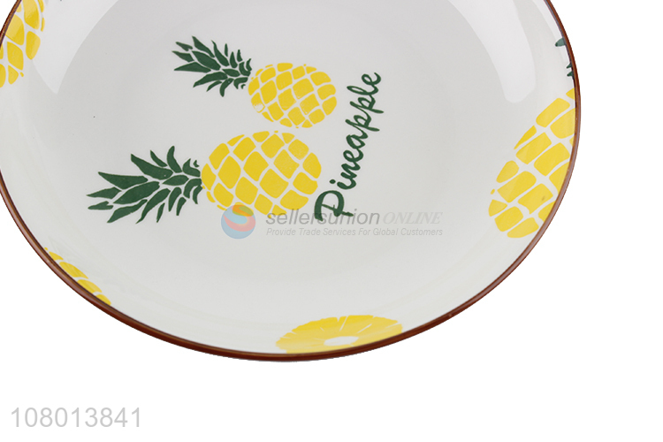 Wholesale Pineapple Pattern Ceramic Plate Dinner Plate