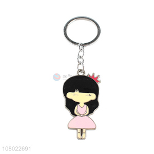 New arrival zinc alloy metal keychains cute girl key chain wholesale